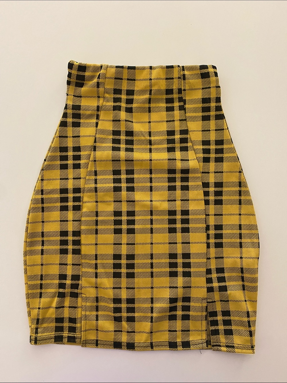 Missguided Yellow and Black Plaid Mini Shirt